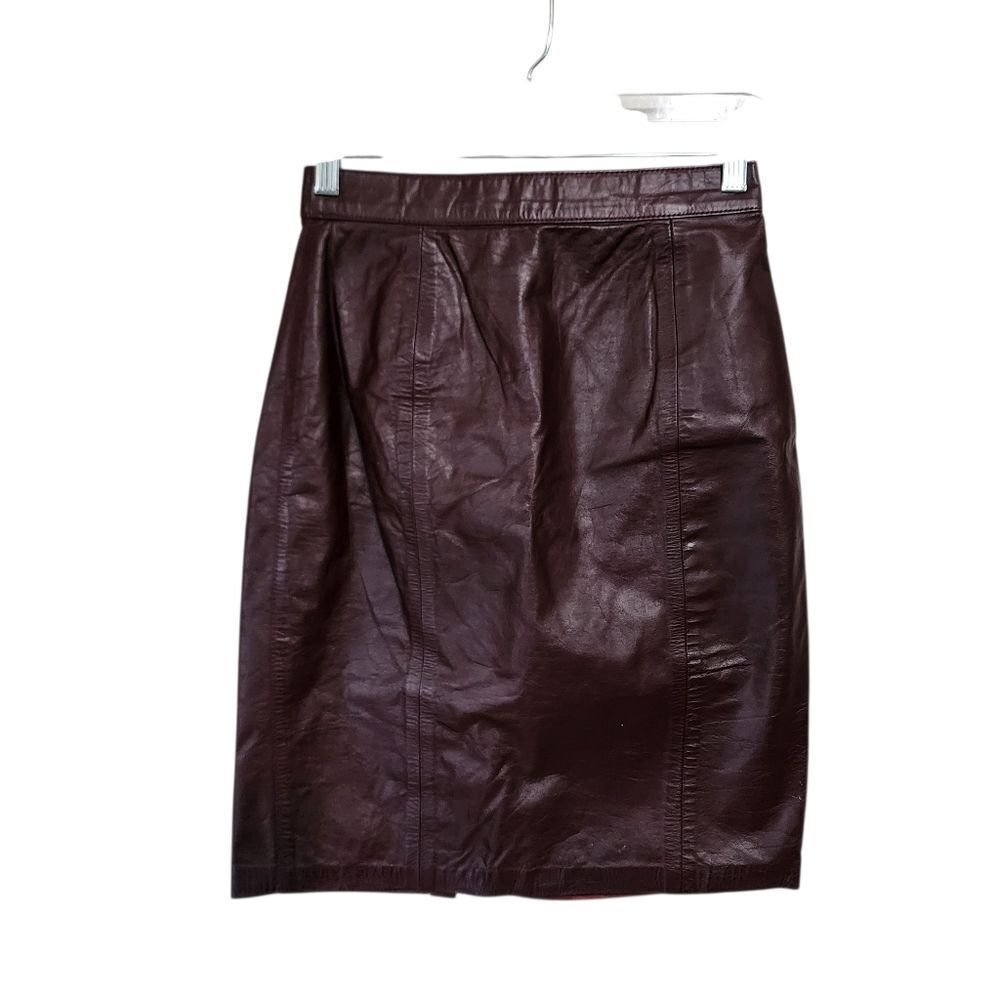 Vintage Winlit Leather Mini Pencil Skirt S (7/8) Burgundy